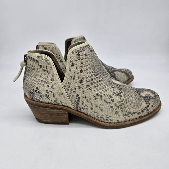 Lucky Brand Basel Ankle Boots Booties 8.5M Gray Snake Print Suede Leather Zip - Picture 7 of 7